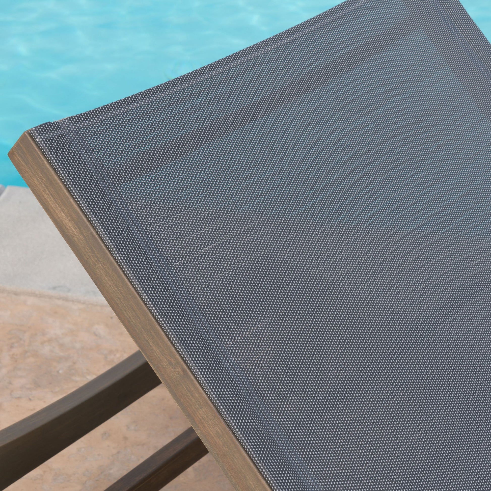 Summerland Chaise Lounge Dark Mesh Outdoor Seating - Dark Gray Noble House