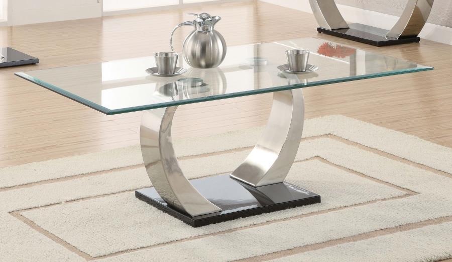 Pruitt - Glass Top Metal Base Table CoasterEssence