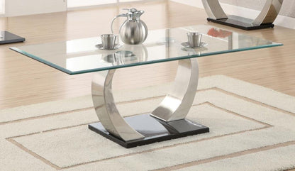 Pruitt - Glass Top Metal Base Table CoasterEssence
