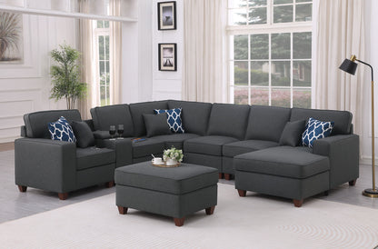 Tina - 8 Piece Upholstered Sectional With Ottoman Urban Retreats