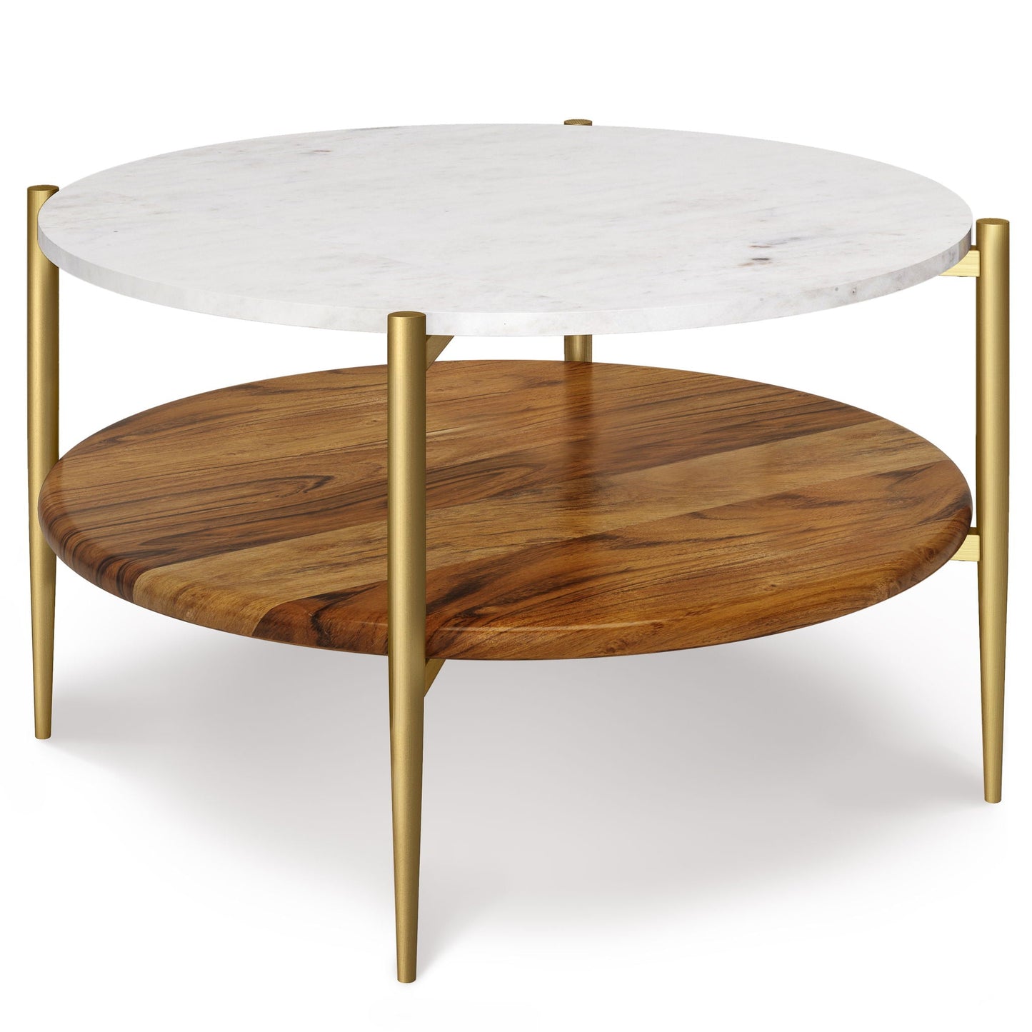 Wagner - Round Marble & Wood Table Simpli-Home