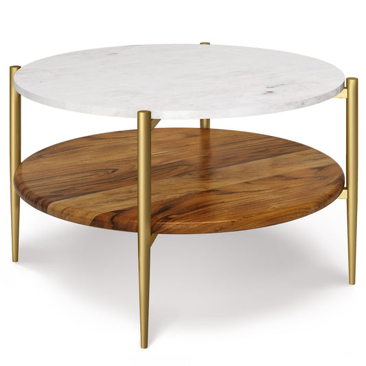 Wagner - Round Marble & Wood Table Simpli-Home