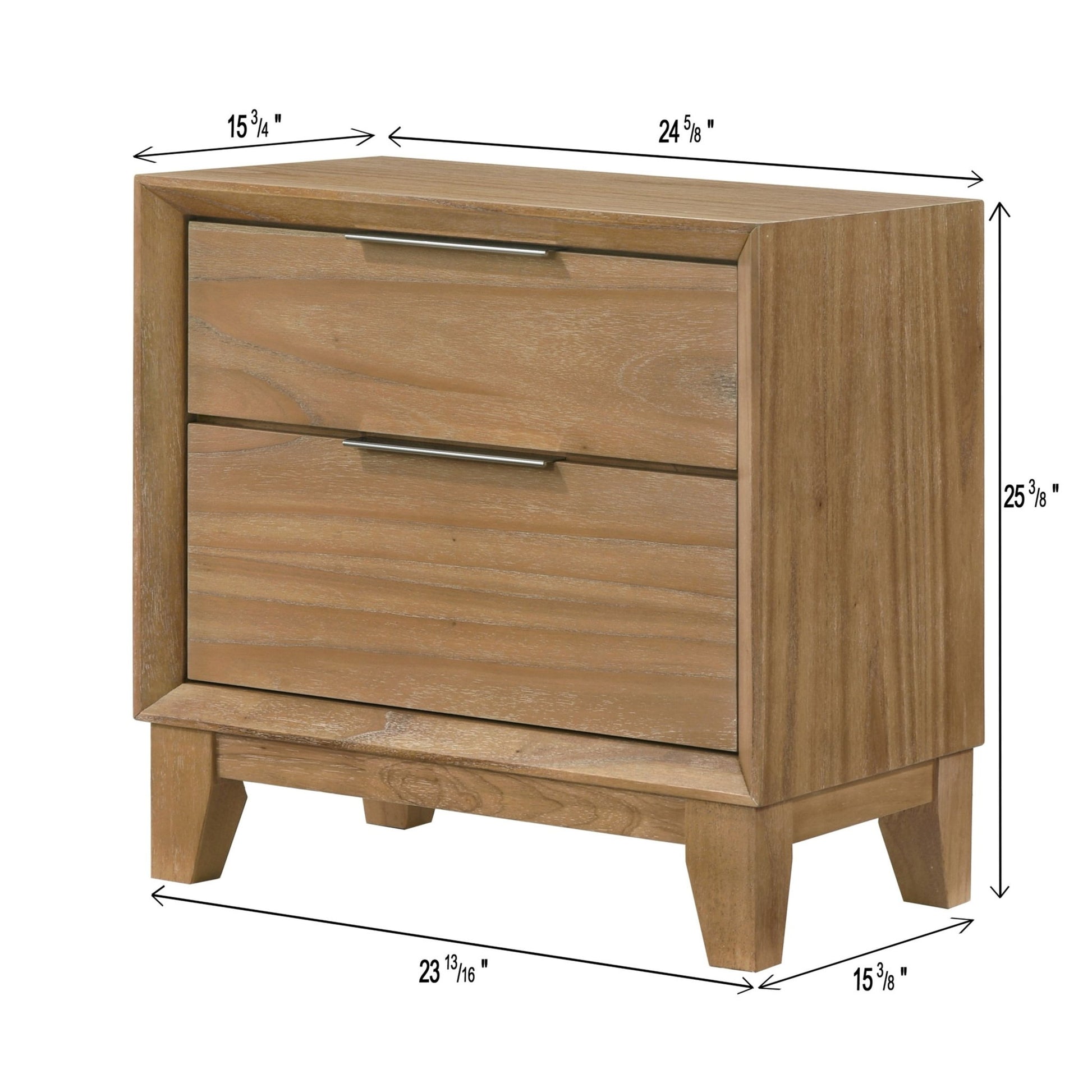 1 Piece 2 Drawer Nightstand - Natural Wood Home Essentials