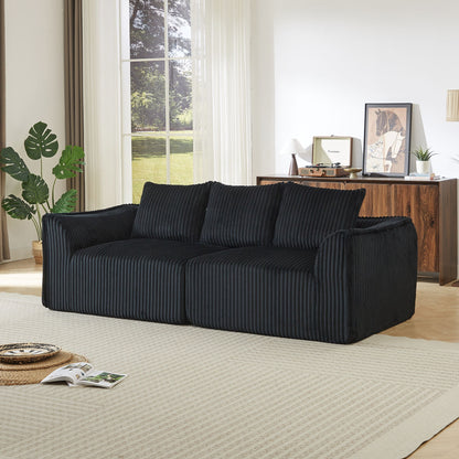 Minimalist 3 Seater Sofa With Curved Lines And Gently Sloped Backrest Home Essentials
