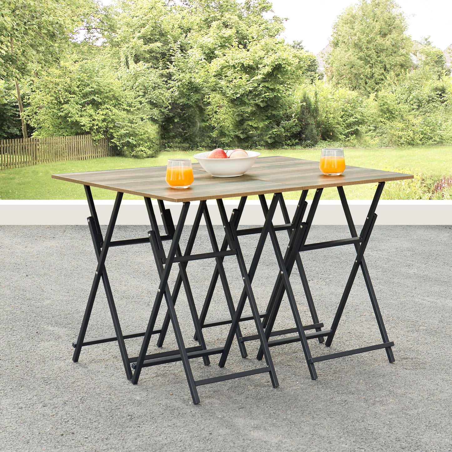 TV Trays For Eating (Set of 4) With Stand, Folding Snack Tray Table Set, Folding TV Dining Tables For Small Space - Rustic Brown Home Essentials