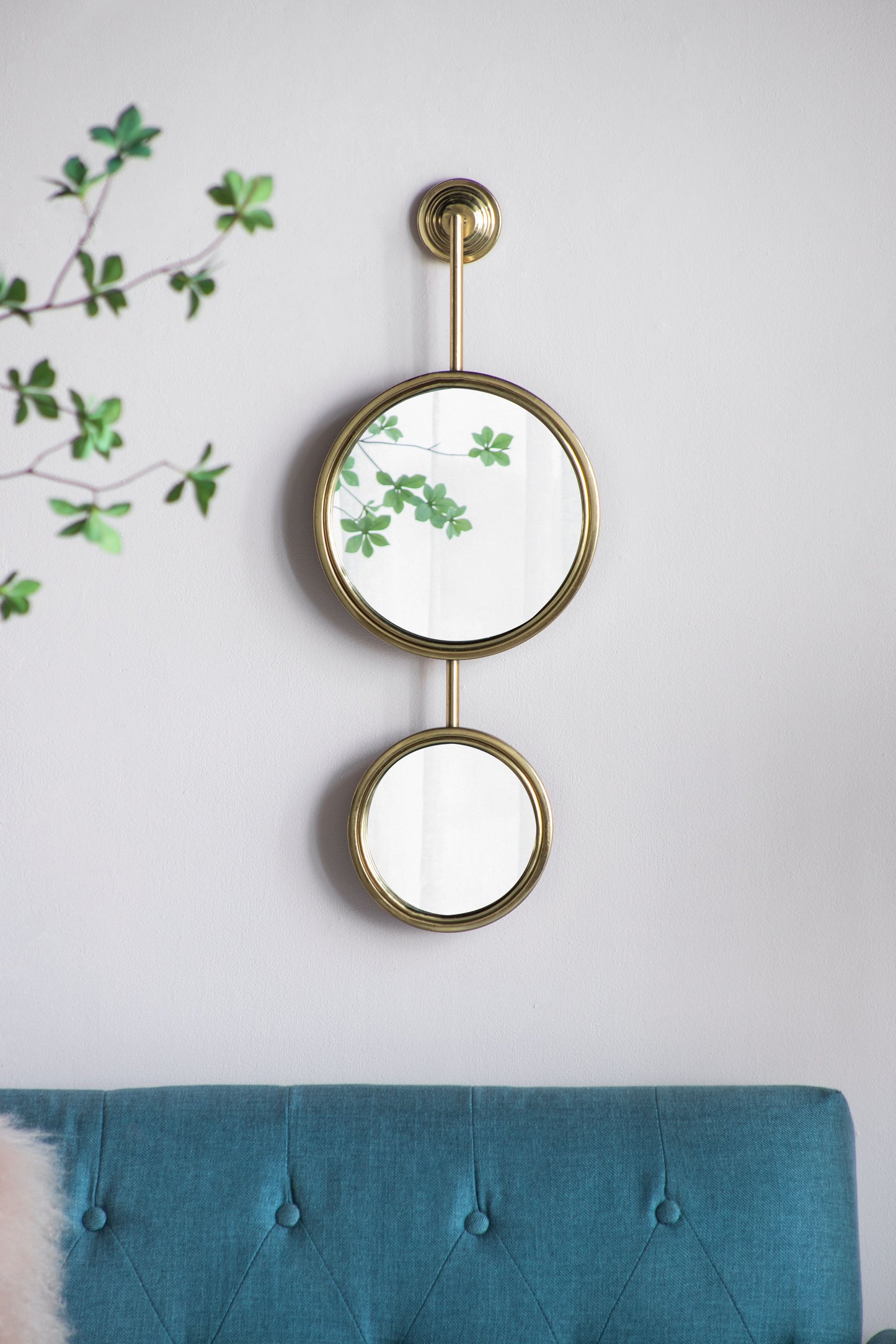 2 Circle Mirrors For Wall Decor, Unique Contemporary Wall Mirror For Living Room Bedroom Entryway - Gold