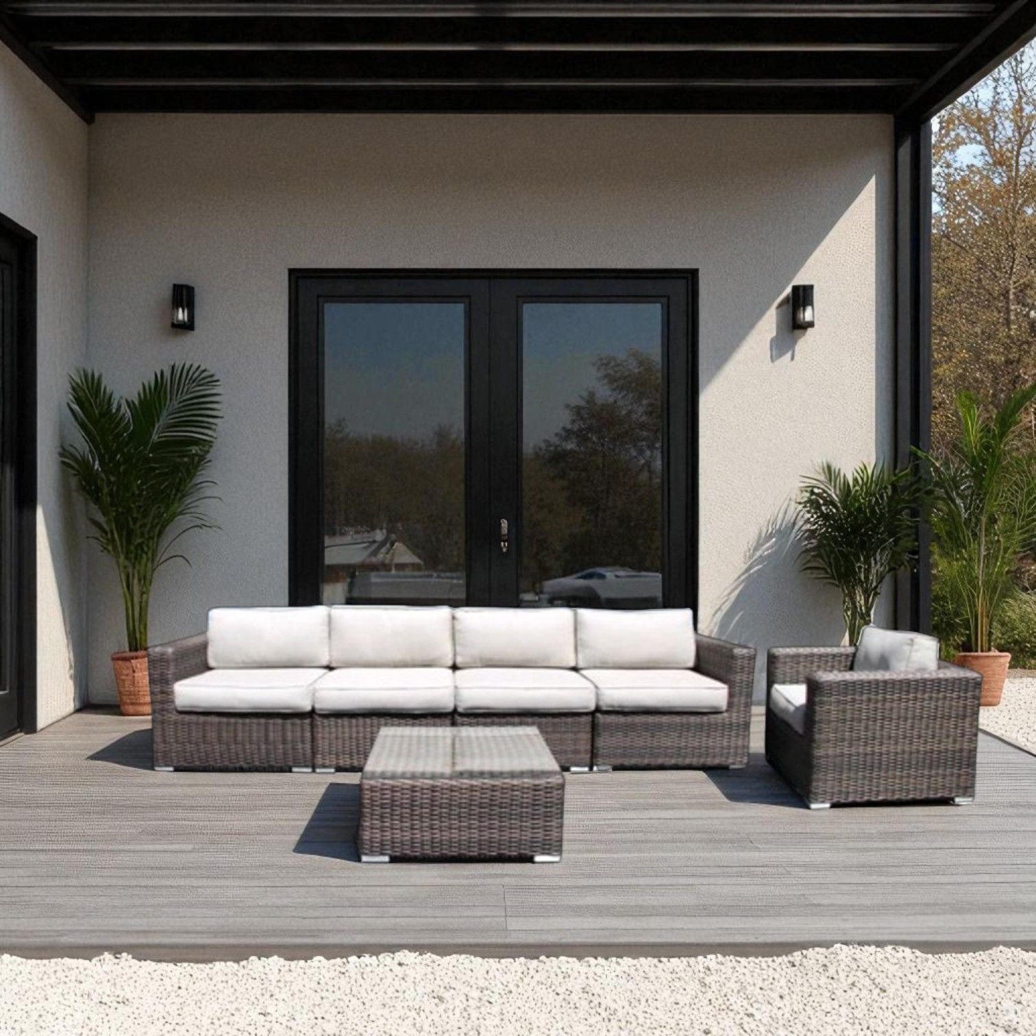 Stylish Wicker Patio Set Table LSI Patio Furniture