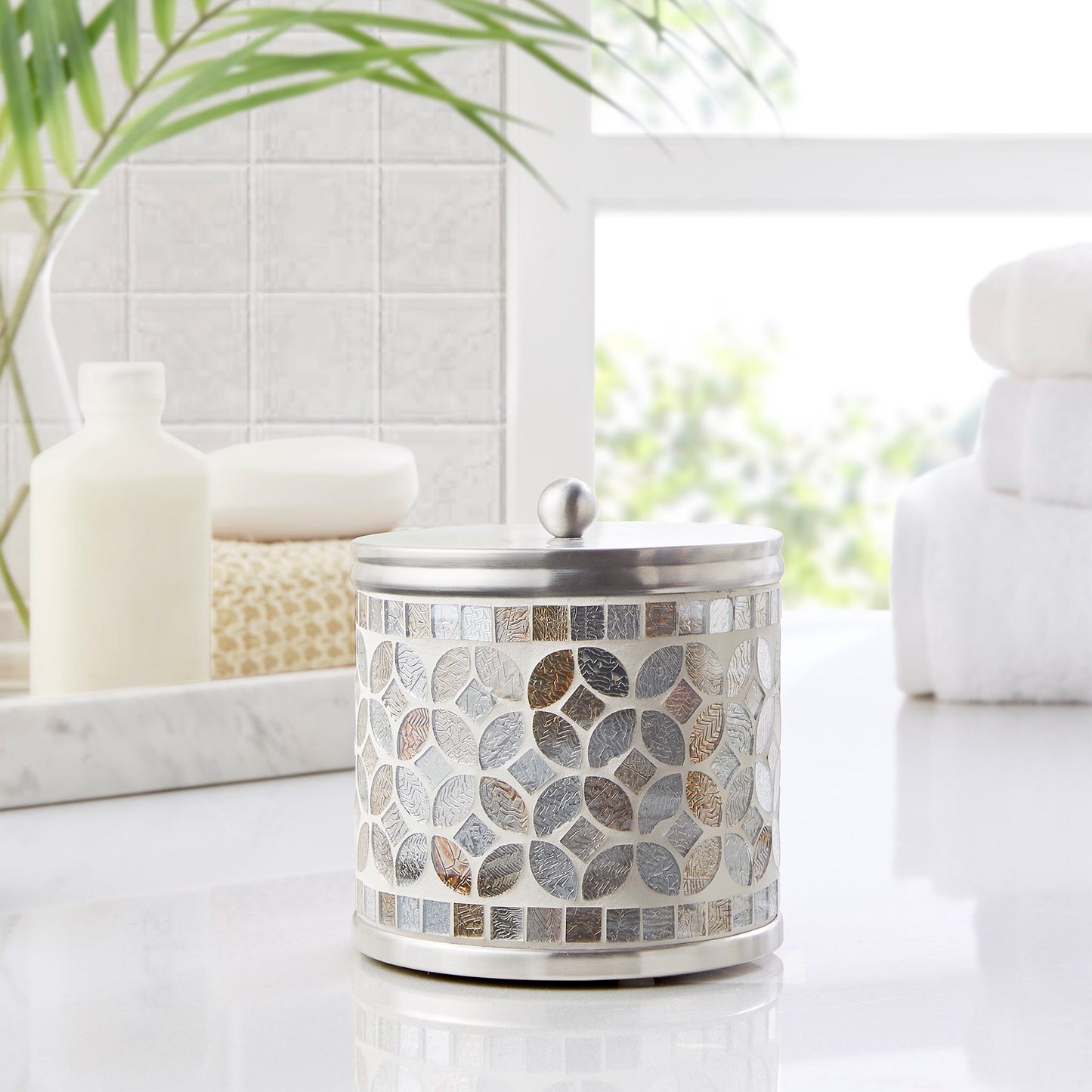 Seville - Mosaic Glass Jar - Silver