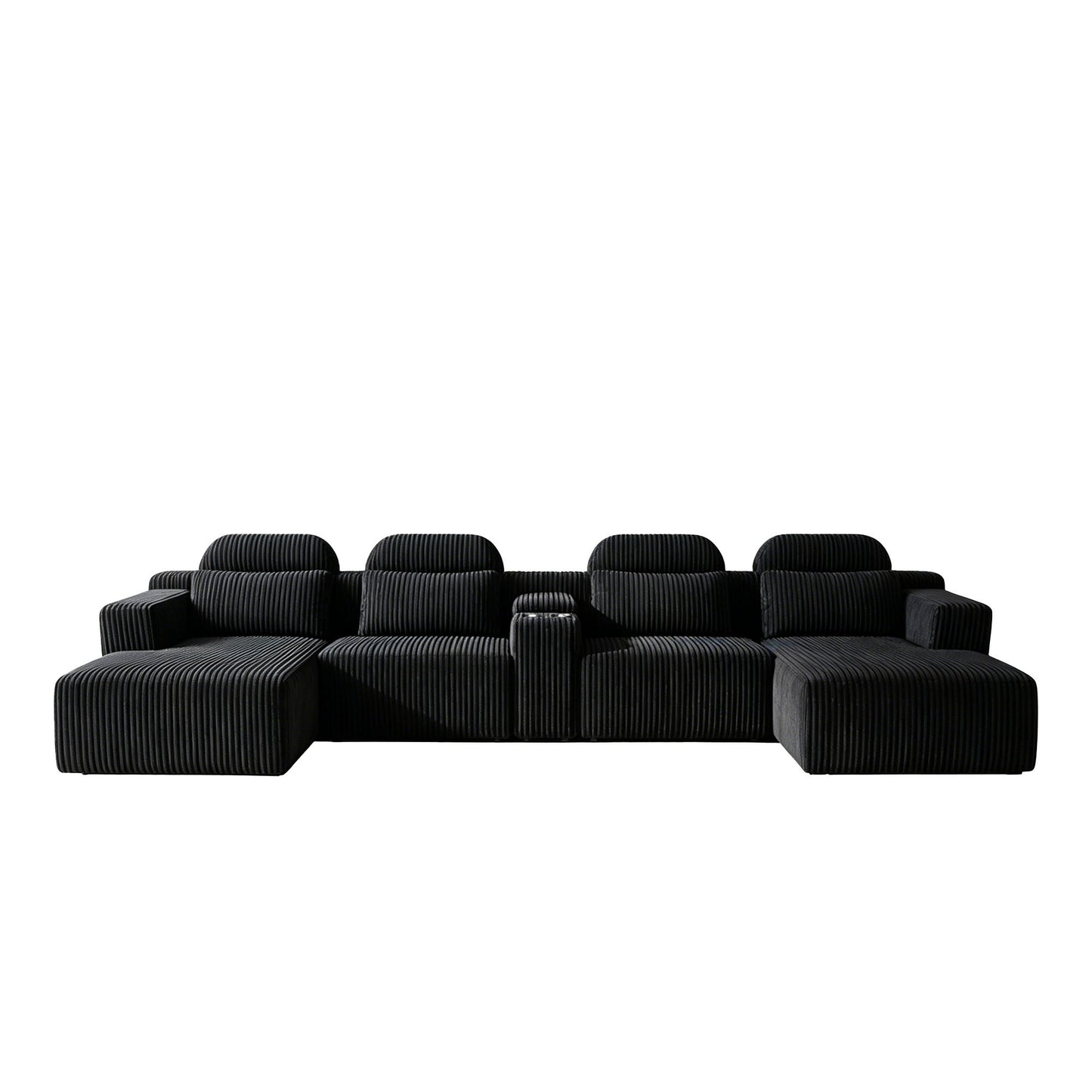 U-Shaped Sectional Sofa With Chaise Lounge And Cup Holders Home Essentials