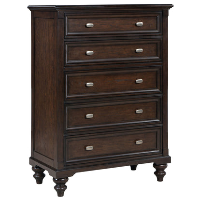 Berwick - 5 Drawer Chest With Felt Lined Top Drawers - Dark Oak Furniture Max