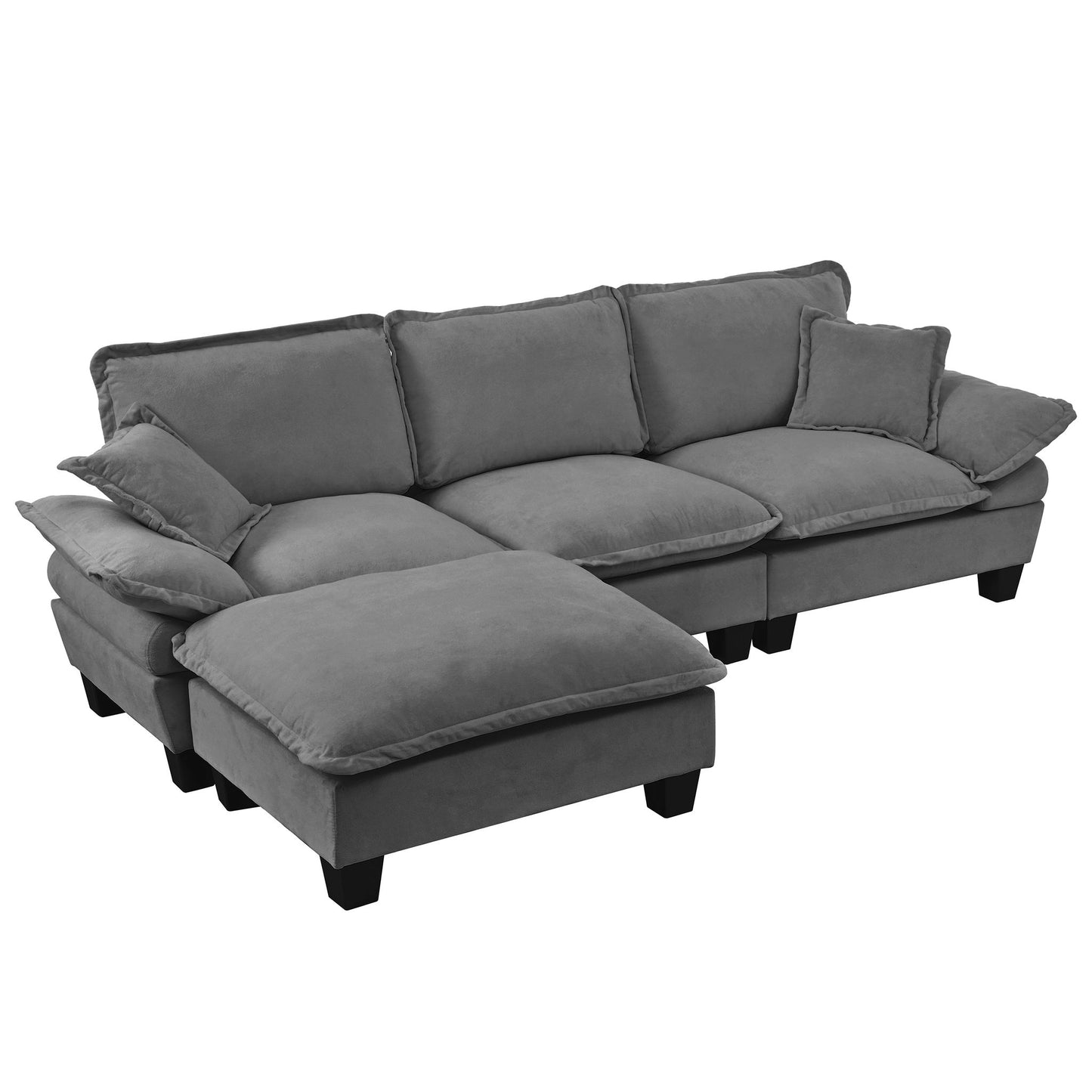 Modular Sectional Sofa With Movable Ottoman & Pillows Home Essentials