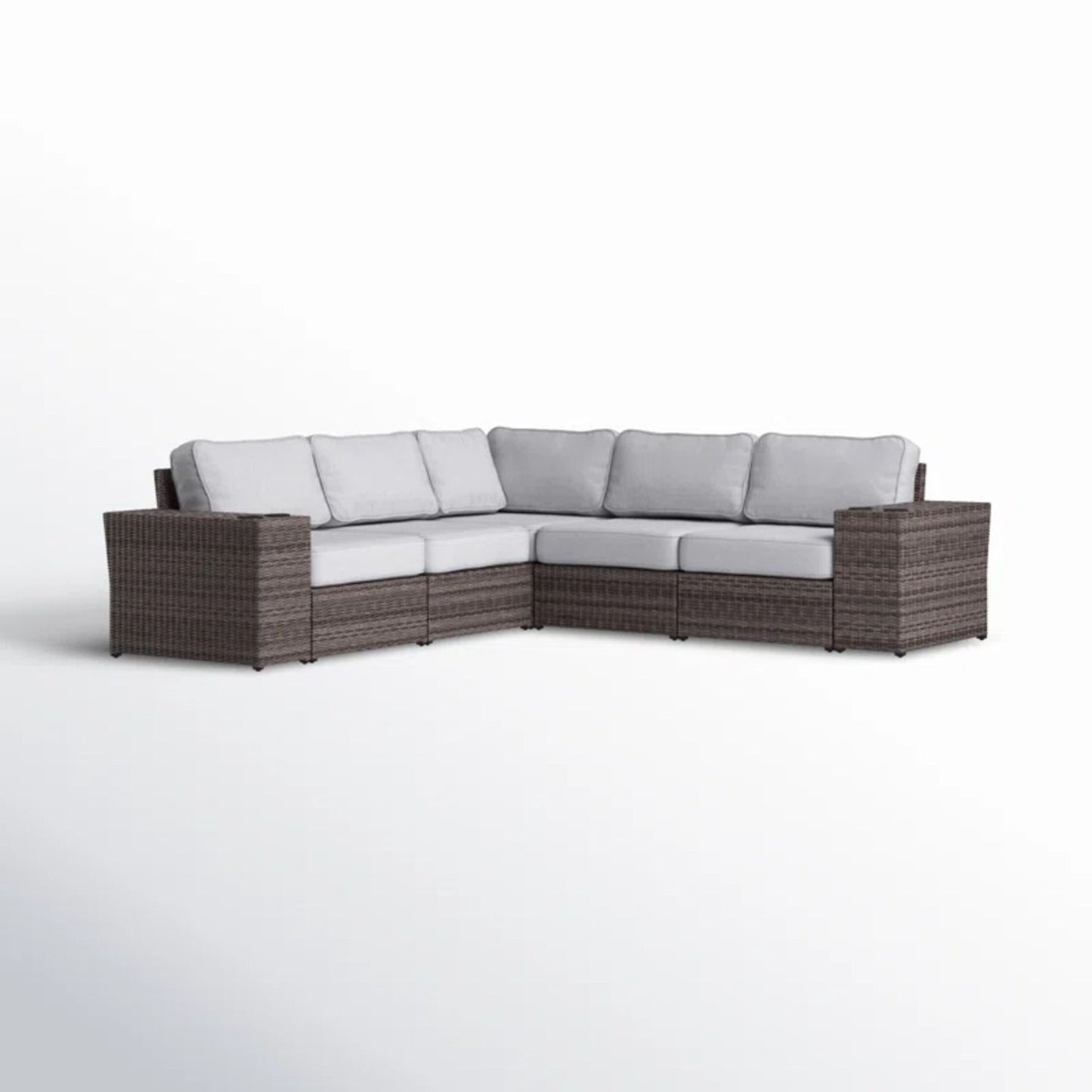 Wide Reversible Outdoor Sectional Sofa With Cushions - Brown / Gray LSI Patio Furniture