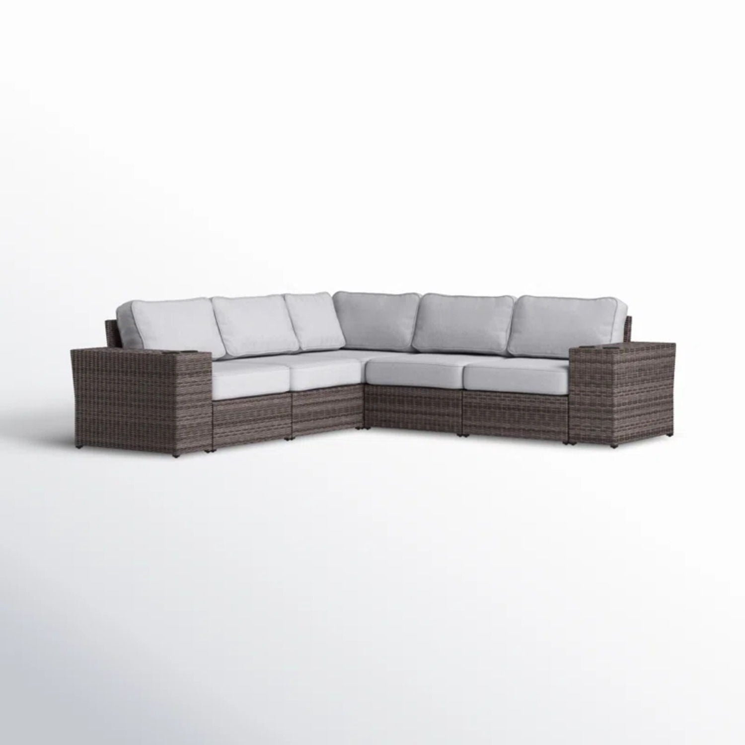 Wide Reversible Outdoor Sectional Sofa With Cushions - Brown / Gray LSI Patio Furniture