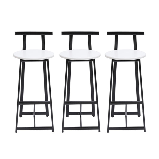 Modern Bar Stools With Backrest For Kitchen (Set of 3) Home Essentials