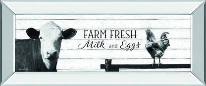 Farm Fresh Milk And Eggs By Lori Deiter - Mirror Framed Print Wall Art - White