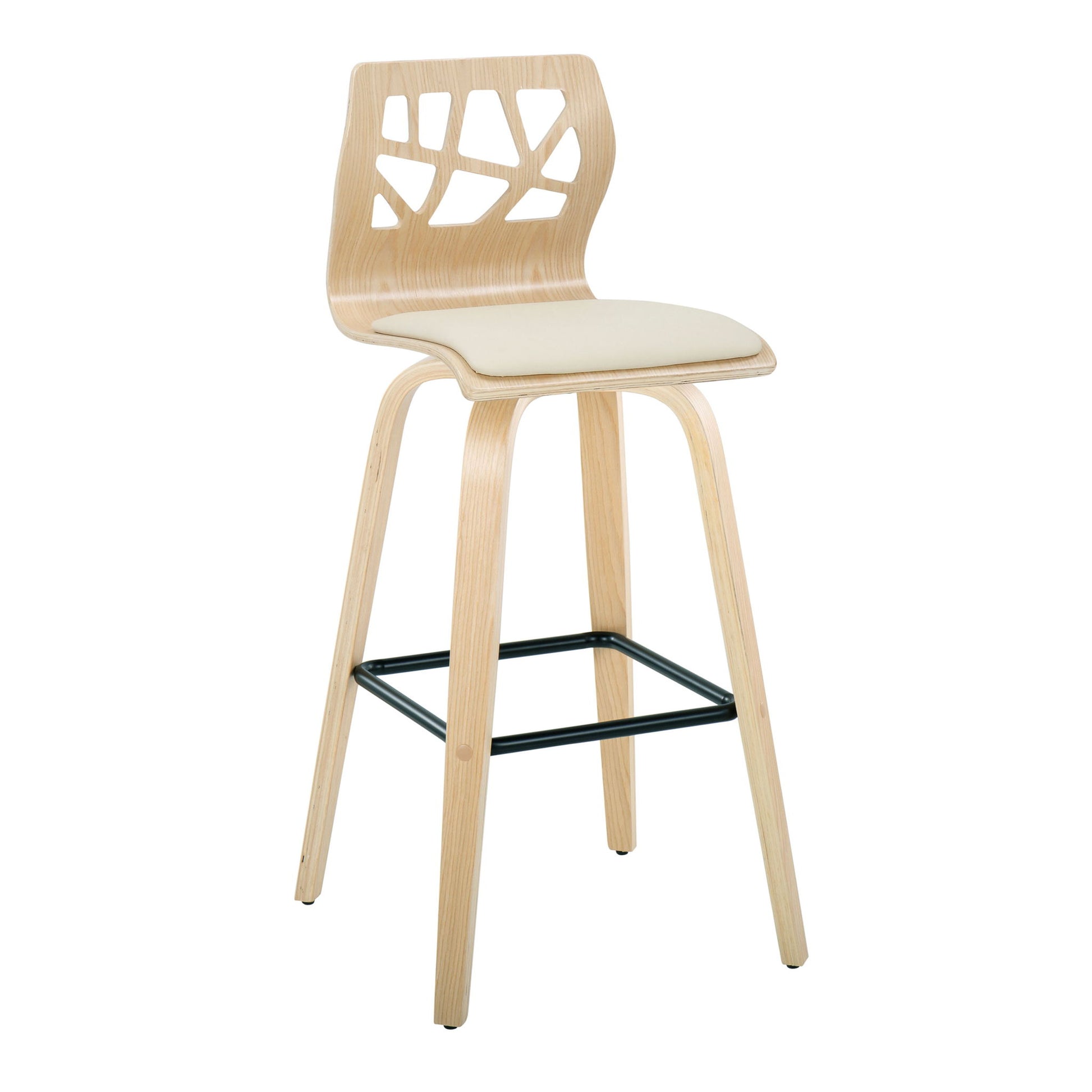 Folia - Contemporary Fixed Height Stool With Swivel With Square Footrest (Set of 2) Lumi Source
