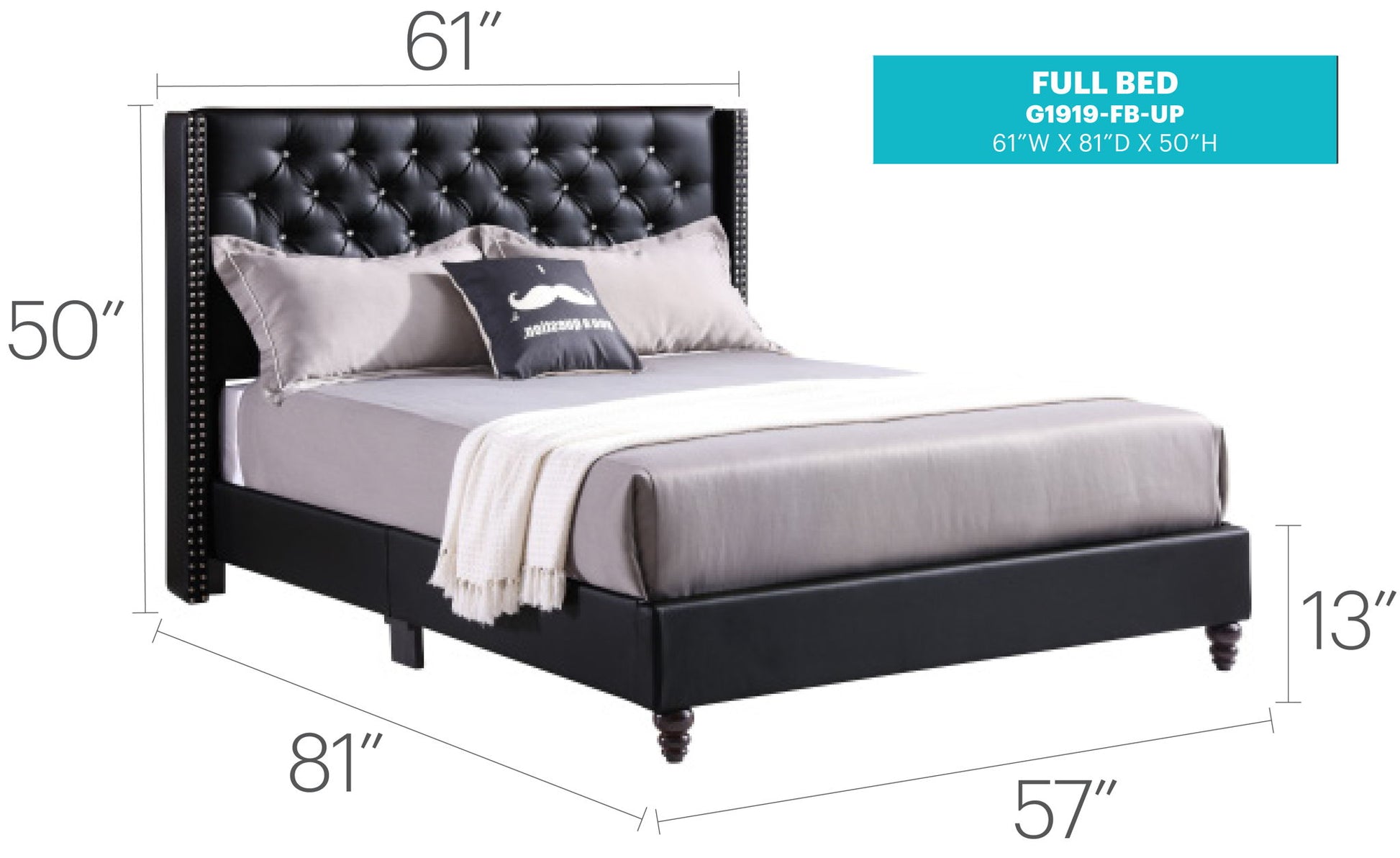 Upholstered Nailhead Trim Chic Bed Glory Furniture