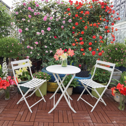 3 Piece Patio Bistro Set Of Foldable Round Table And Chairs Home Essentials