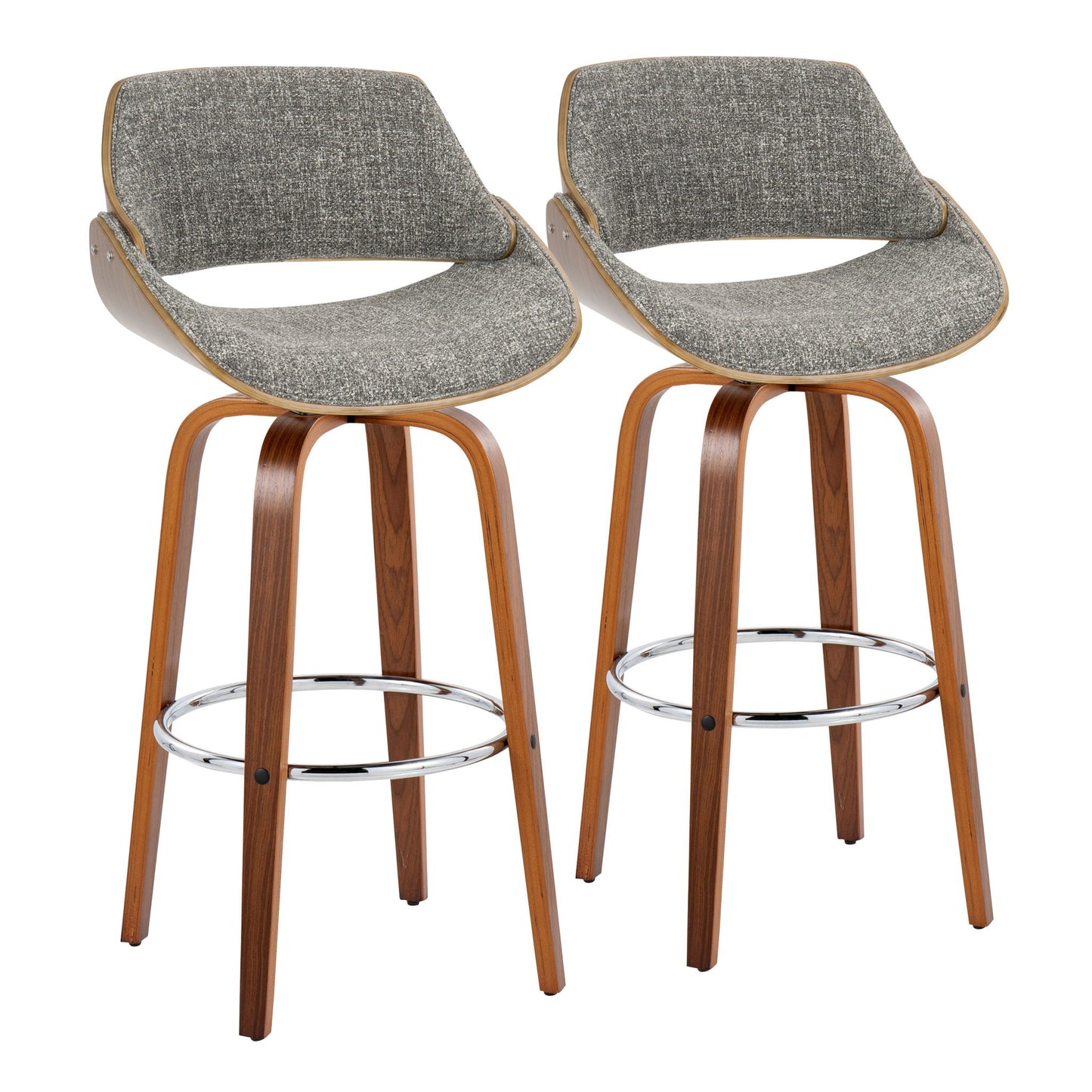 Fabrizzi - Mid Century Modern Fixed Height Barstool With Swivel With Round Footrest (Set of 2) Lumi Source