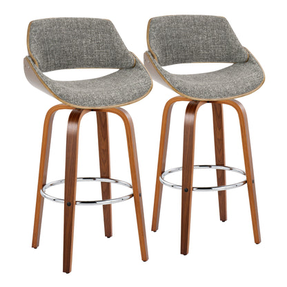 Fabrizzi - Mid Century Modern Fixed Height Barstool With Swivel With Round Footrest (Set of 2) Lumi Source