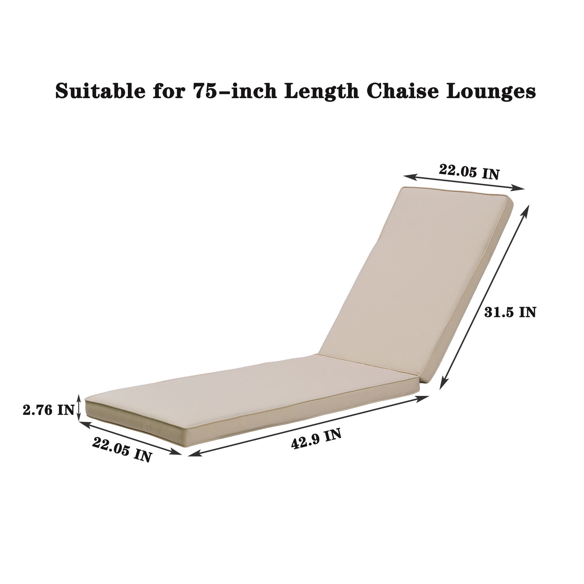 Outdoor Lounge Chair Cushion Replacement Patio Funiture Seat Cushion Chaise Home Essentials