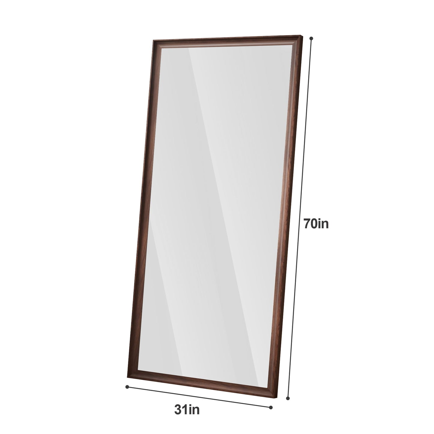 Vintage Full Length Mirror Wall Mounted With Faux Wooden Frame - Brown Daily Nest