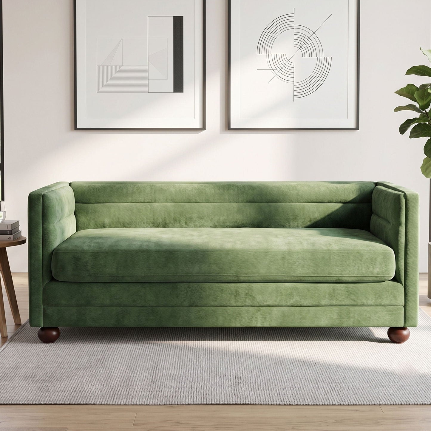 3 Seater Sofa Upholstery With Square Arms, Living Room Couch Noble House