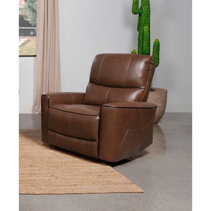 Denson - Upholstered Power Recliner Chair With USB Charging And Smooth Button Recline - Brown Furniture Max