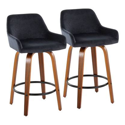Daniella - Contemporary Fixed Height Counter Stool With Swivel With Round Footrest (Set of 2) Lumi Source