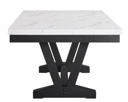 Vance - Faux Marble Dining Table - Charcoal & White