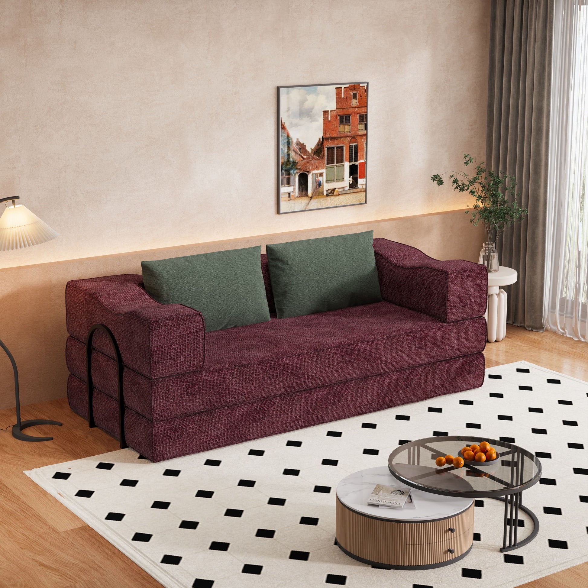 3 Seat Folding Floor Couch & King Size Bed Mattress Home Essentials