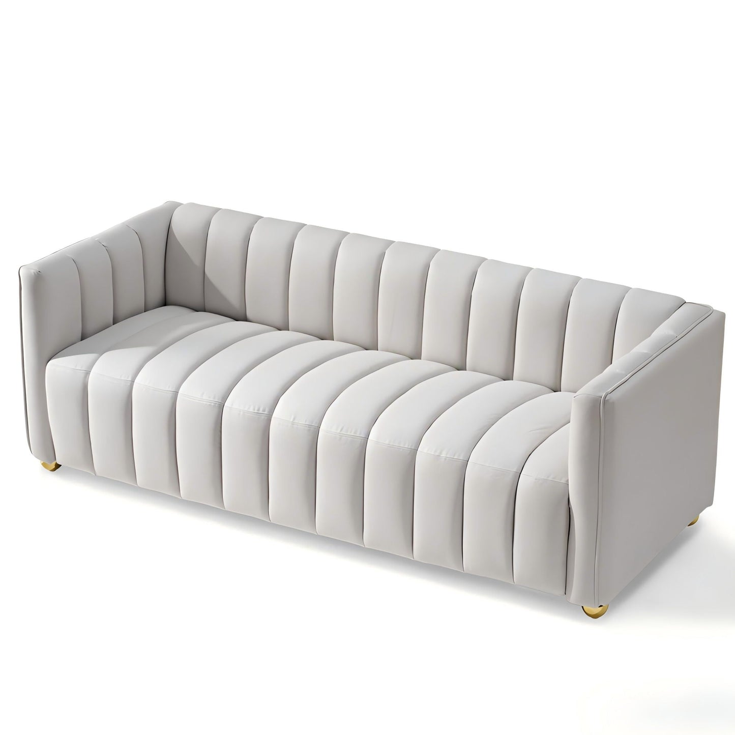 Vertical Channel Tuft Sofa For Apartment Lounge - Ivory US Pride