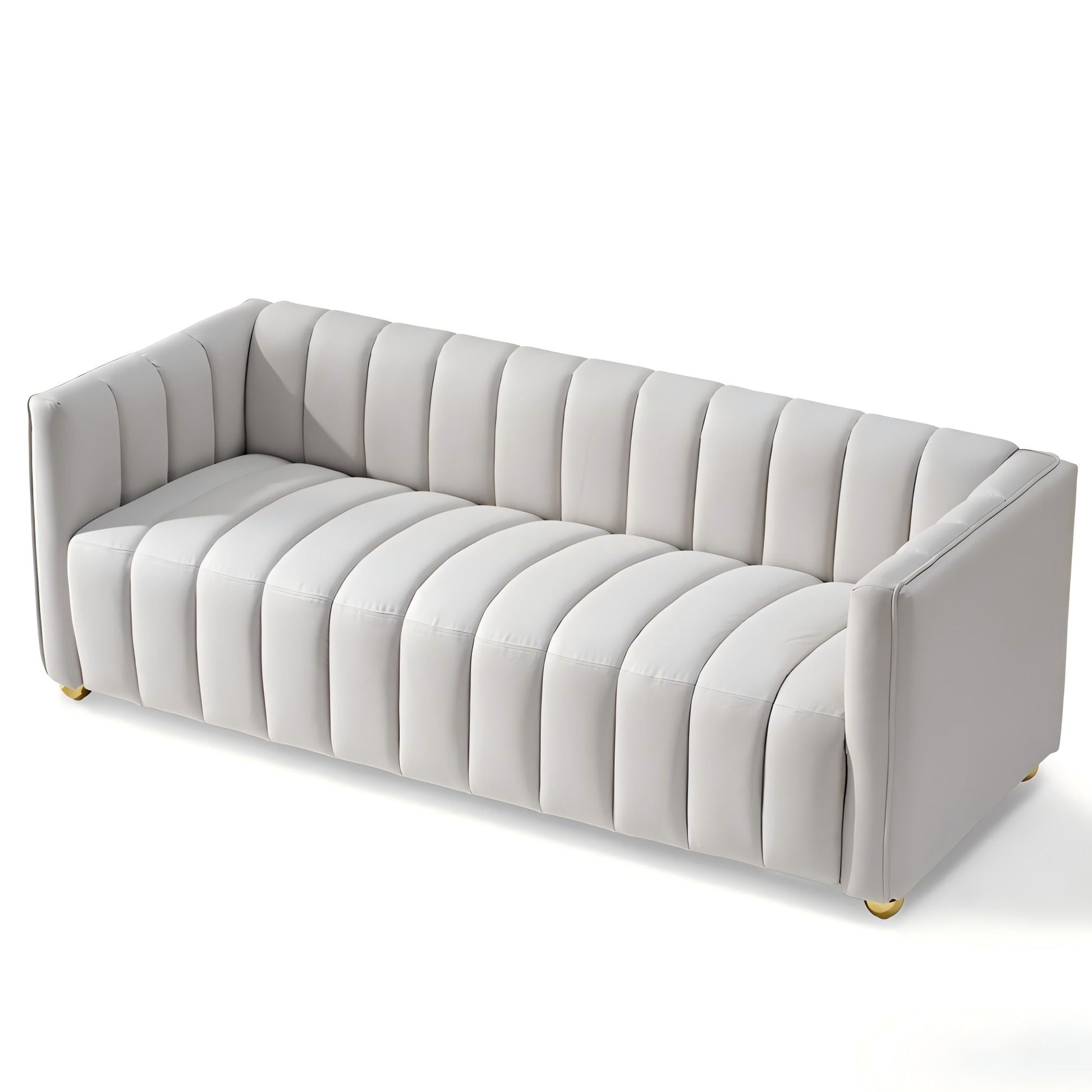 Vertical Channel Tuft Sofa For Apartment Lounge - Ivory US Pride