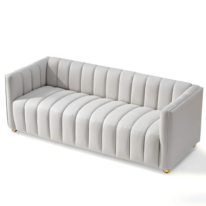Vertical Channel Tuft Sofa For Apartment Lounge - Ivory US Pride