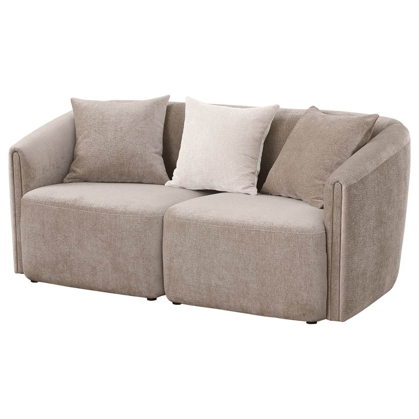 Silvana - Upholstered Rolled Loveseat With Curved Back And Foam Cushions - Beige Furniture Max