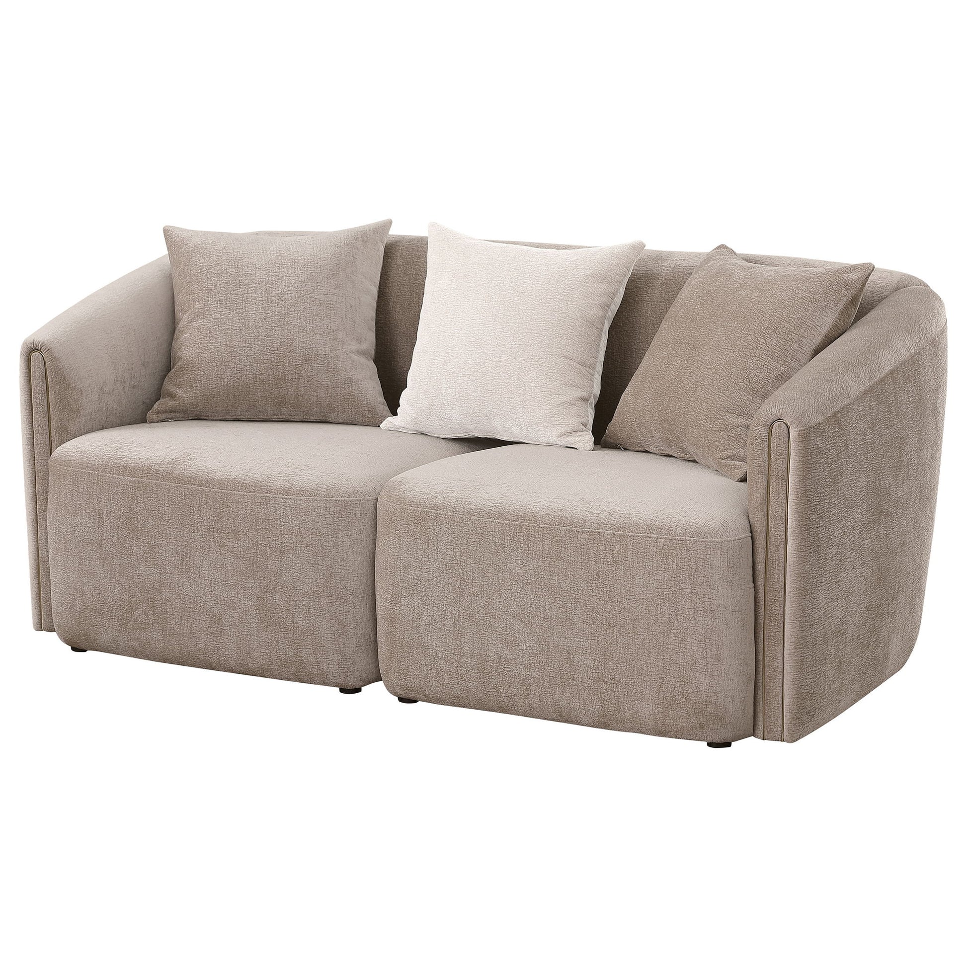 Silvana - Upholstered Rolled Loveseat With Curved Back And Foam Cushions - Beige Furniture Max