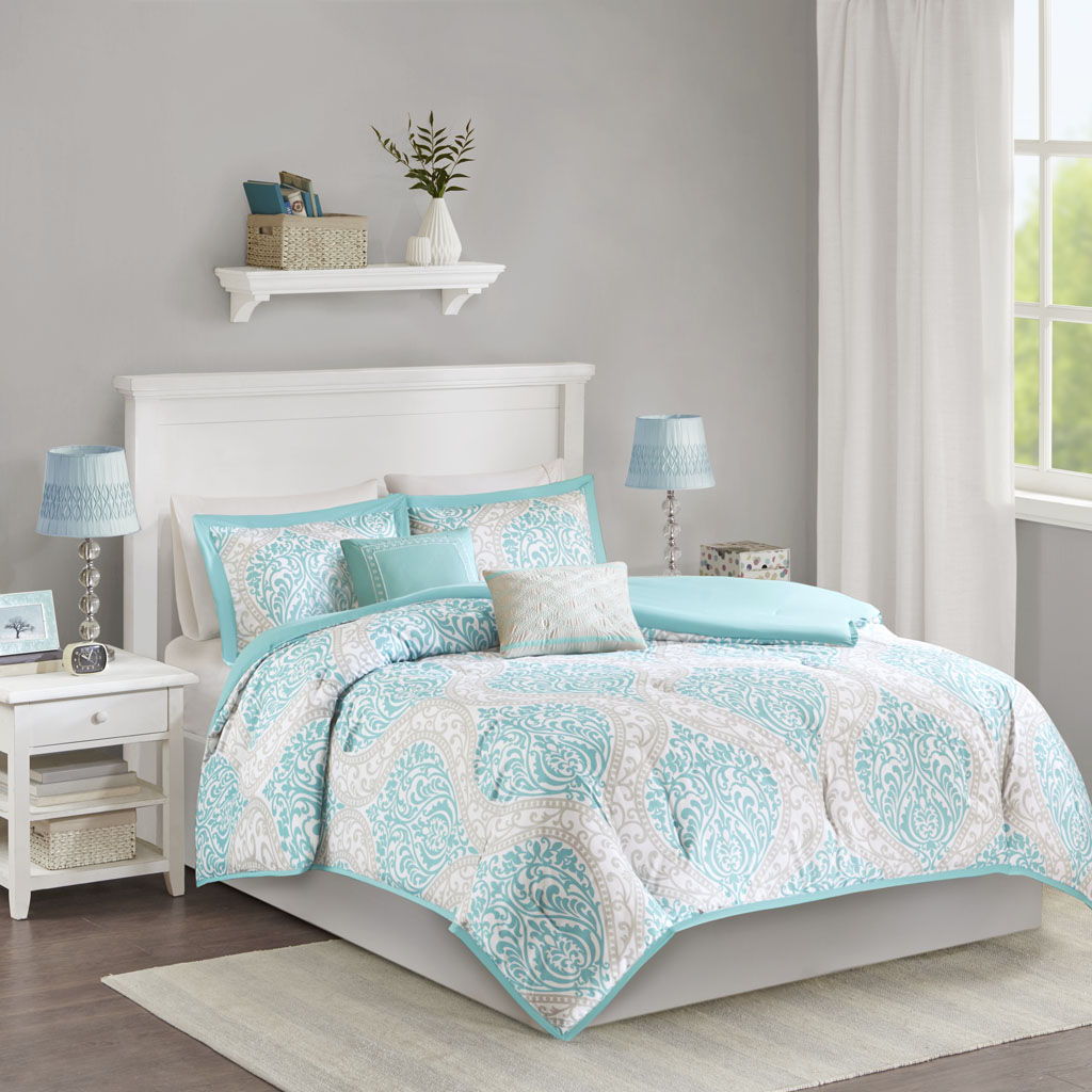 Senna - King Comforter Set - Aqua