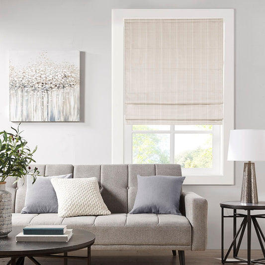 Galen - 35" Basketweave Room Darkening Cordless Roman Shade - Ivory Madison Park