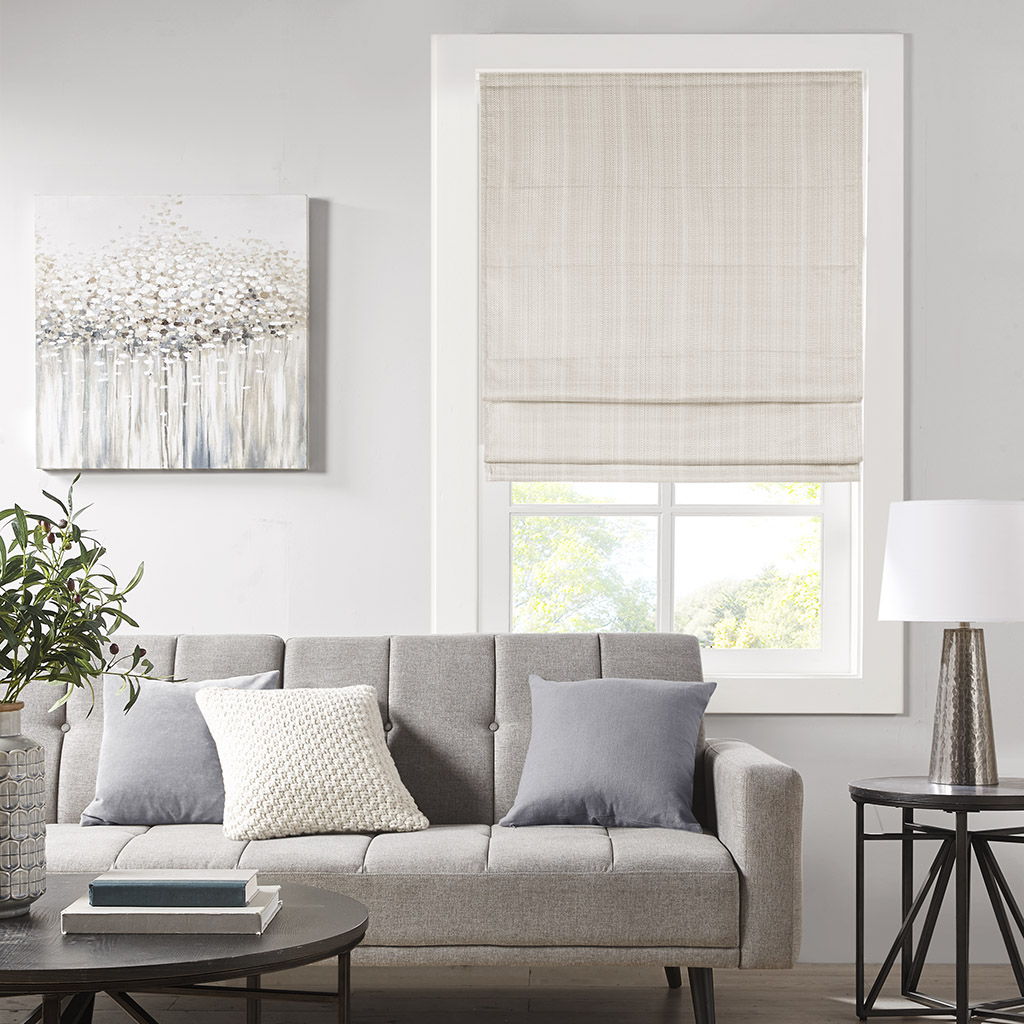 Galen - 39" Basketweave Room Darkening Cordless Roman Shade - Ivory Madison Park