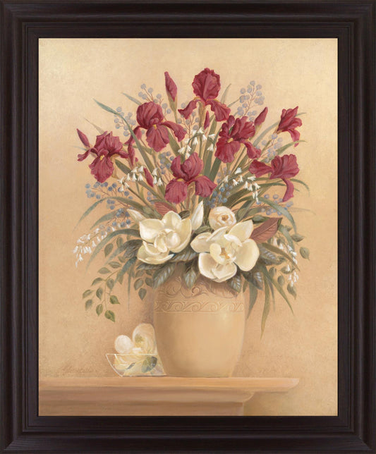 Burgundy Blossom Harmony - 28" x 34" Framed Wall Art Classy Art