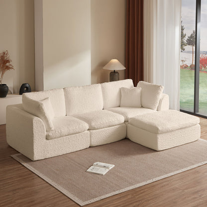 Cloud Sectional Couch, Convertible With Ottoman, 3 Seater Modular Design Home Essentials
