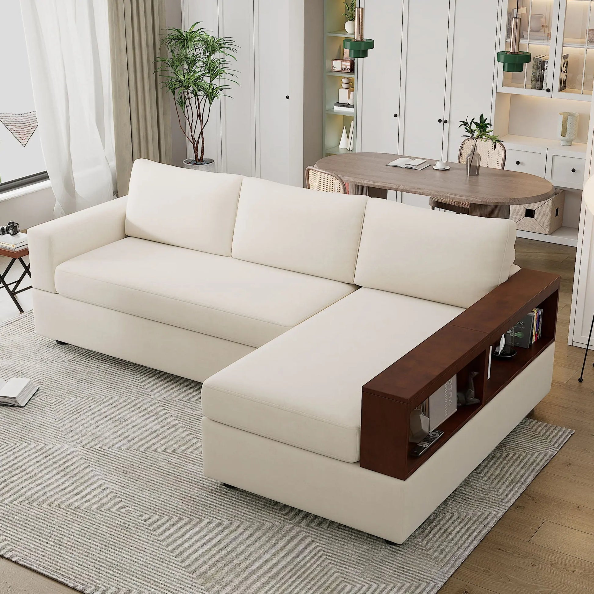 Sectional Sofa Upholstered Sofa Couch With Reversible Armrests For Living Room Noble House