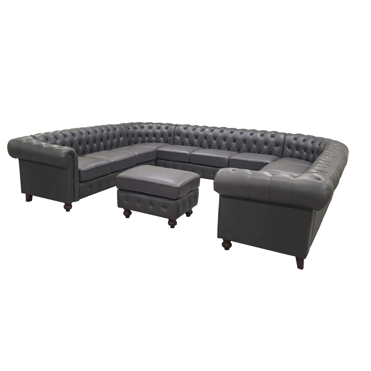 U - Shape Sectional - Blue Gray Home Essentials