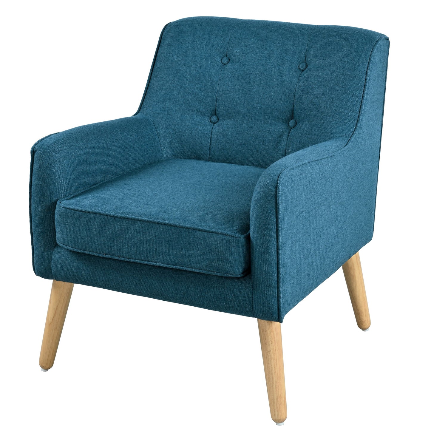 Modern Arm Chair With Tufted Back And Wooden Legs Noble House