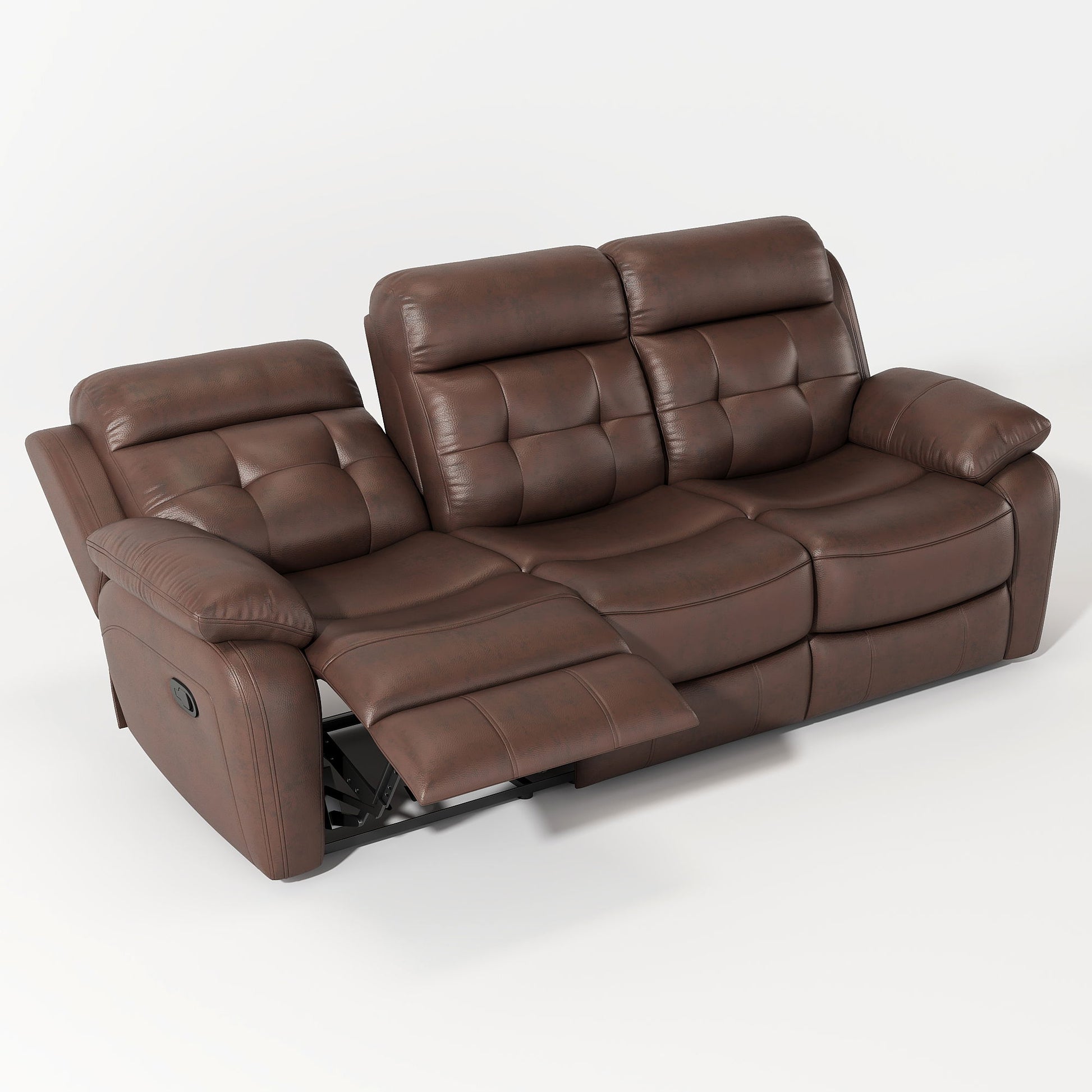 Genuine Non Power Reclining Sofa With Drop Down Table, Stainless Steel Cupholders And Magazine Bag Home Essentials