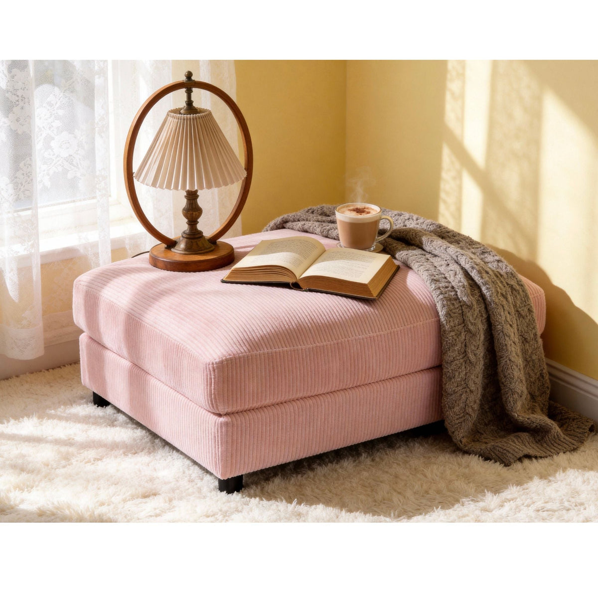 Upholstered Rectangle Ottoman Home Essentials