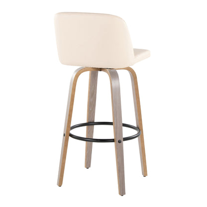 Toriano - Fixed Height Contemporary Barstool With Swivel With Round Footrest (Set of 2) Lumi Source