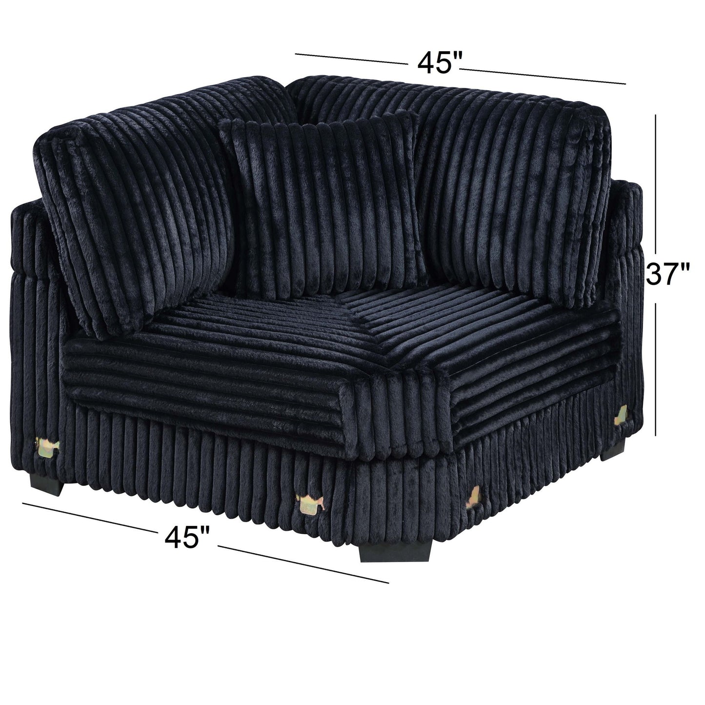 1 Piece Corner Wedge Only Texture Upholstered Modular Living Room Furniture - Black Home Essentials