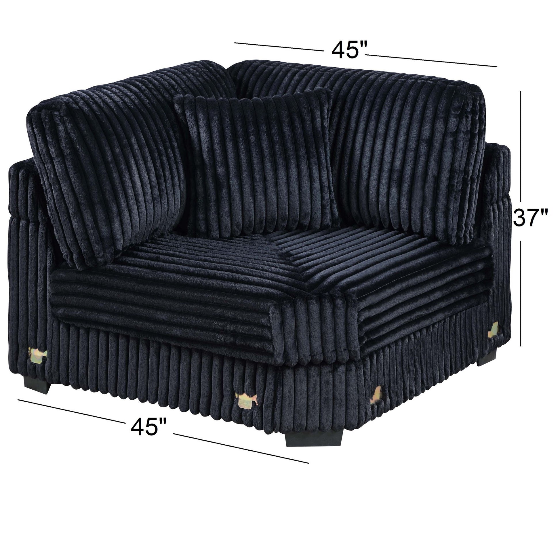 1 Piece Corner Wedge Only Texture Upholstered Modular Living Room Furniture - Black Home Essentials