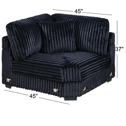 1 Piece Corner Wedge Only Texture Upholstered Modular Living Room Furniture - Black Home Essentials